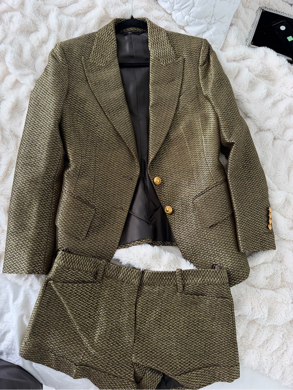 Tom Ford Metalic Textured Two-Piece Blazer & Shorts
